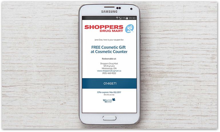 Example of a coupons on a mobile phone
